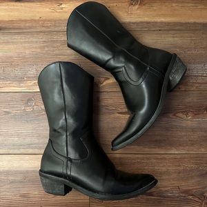 Solid black cowboy boots
